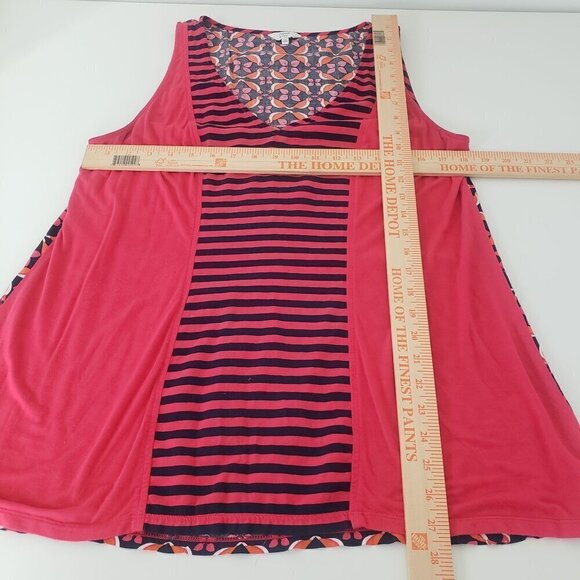 Crown & Ivy Stripe Bird Top Lightweight Sleeveless Blouse Womens Size XL - Picture 7 of 9